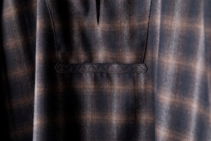 SARTO / WOOL OMBRE CHECK TUCKED SKIPPER SHIRT - BLACK × DARK BROWN