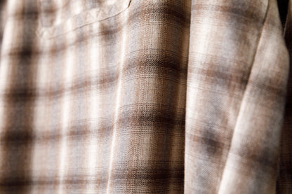 SARTO / WOOL OMBRE CHECK TUCKED SKIPPER SHIRT - IVORY × BROWN