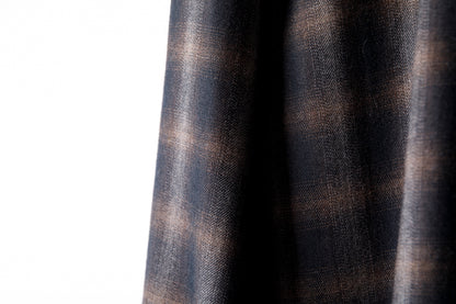 SARTO / WOOL OMBRE CHECK TUCKED SKIPPER SHIRT - BLACK × DARK BROWN