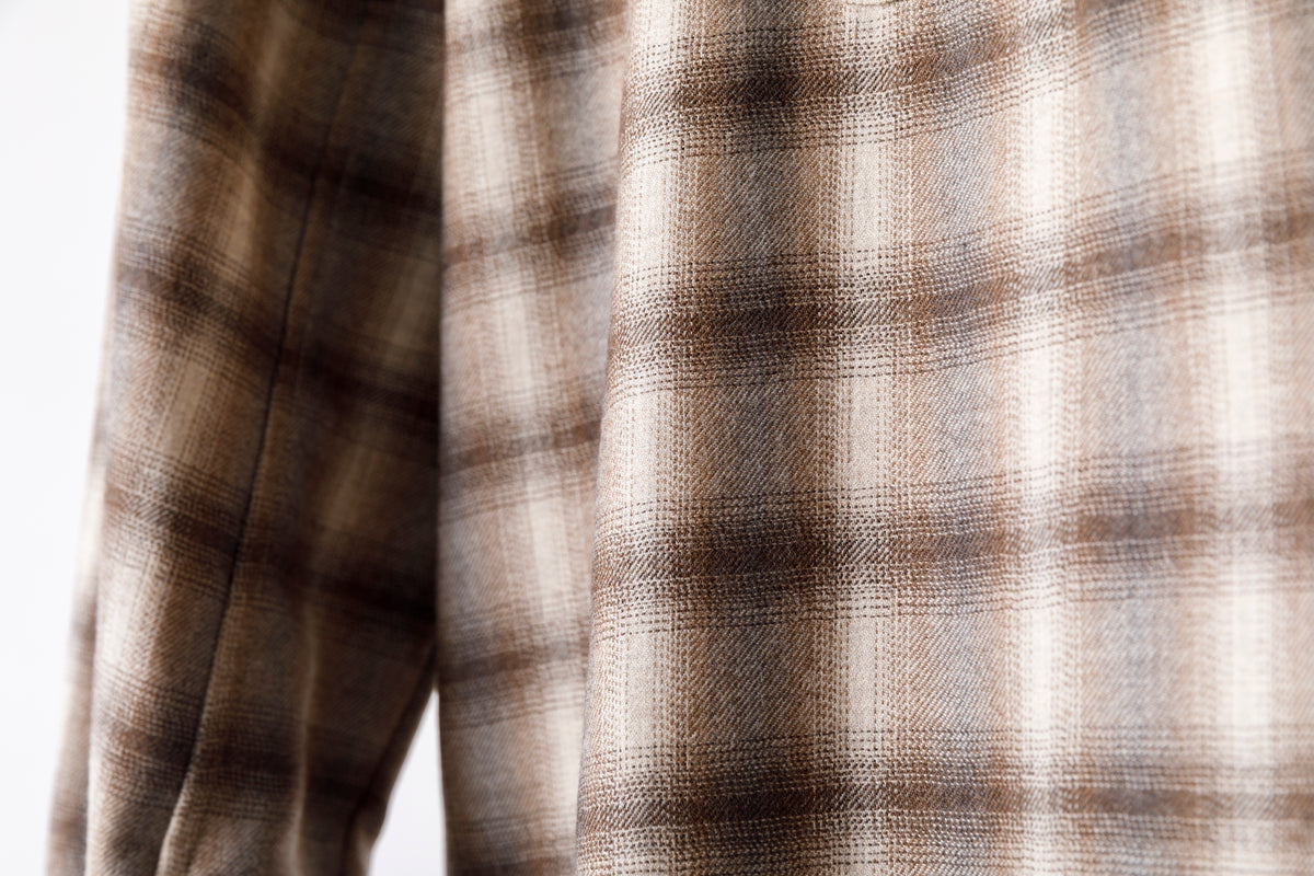 SARTO / WOOL OMBRE CHECK TUCKED SKIPPER SHIRT - IVORY × BROWN