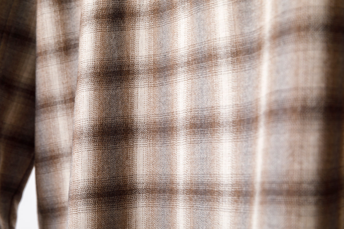 SARTO / WOOL OMBRE CHECK TUCKED SKIPPER SHIRT - IVORY × BROWN