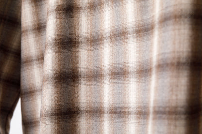 SARTO / WOOL OMBRE CHECK TUCKED SKIPPER SHIRT - IVORY × BROWN