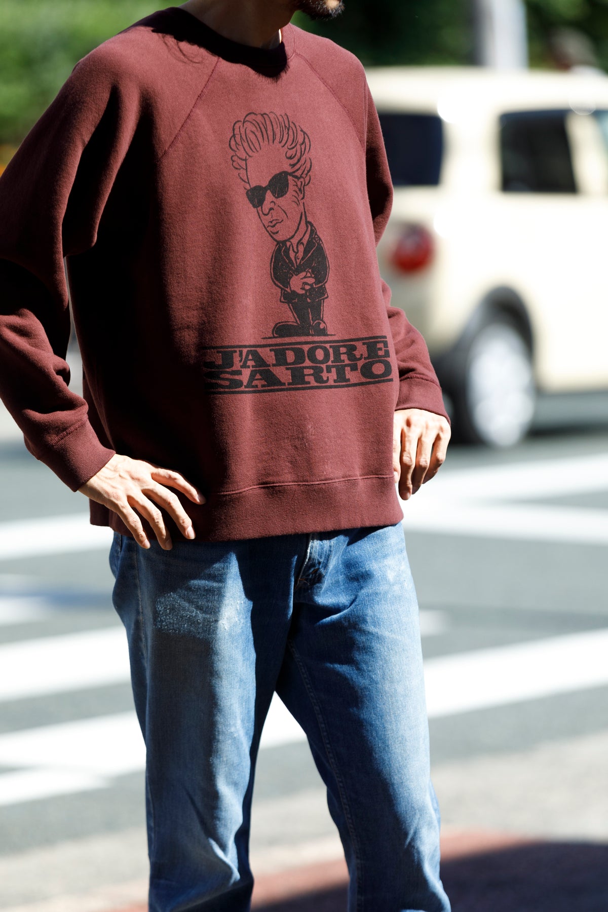 SARTO × J'ADORE GODARD / FILM DIRECTOR CREW NECK L/S - BORDEAUX