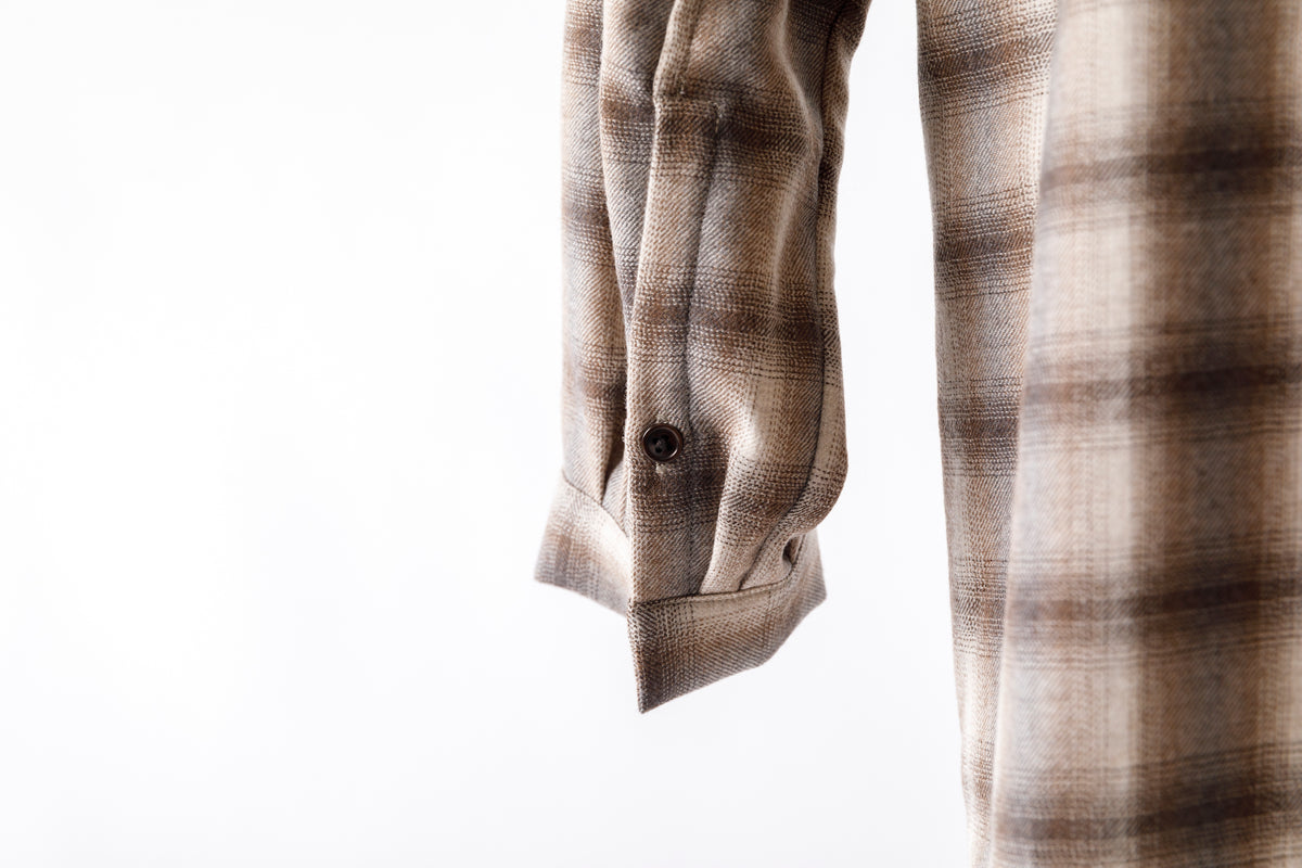 SARTO / WOOL OMBRE CHECK TUCKED SKIPPER SHIRT - IVORY × BROWN