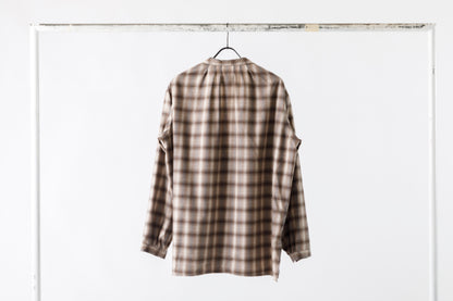 SARTO / WOOL OMBRE CHECK TUCKED SKIPPER SHIRT - IVORY × BROWN
