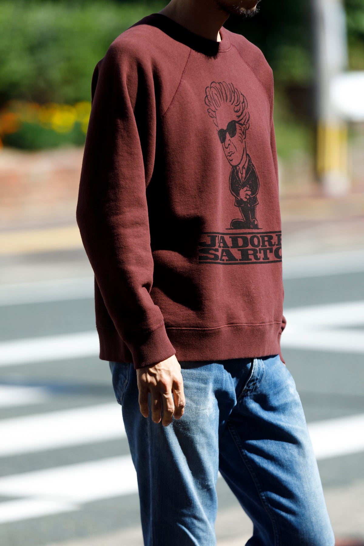 SARTO × J'ADORE GODARD / FILM DIRECTOR CREW NECK L/S - BORDEAUX