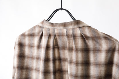 SARTO / WOOL OMBRE CHECK TUCKED SKIPPER SHIRT - IVORY × BROWN