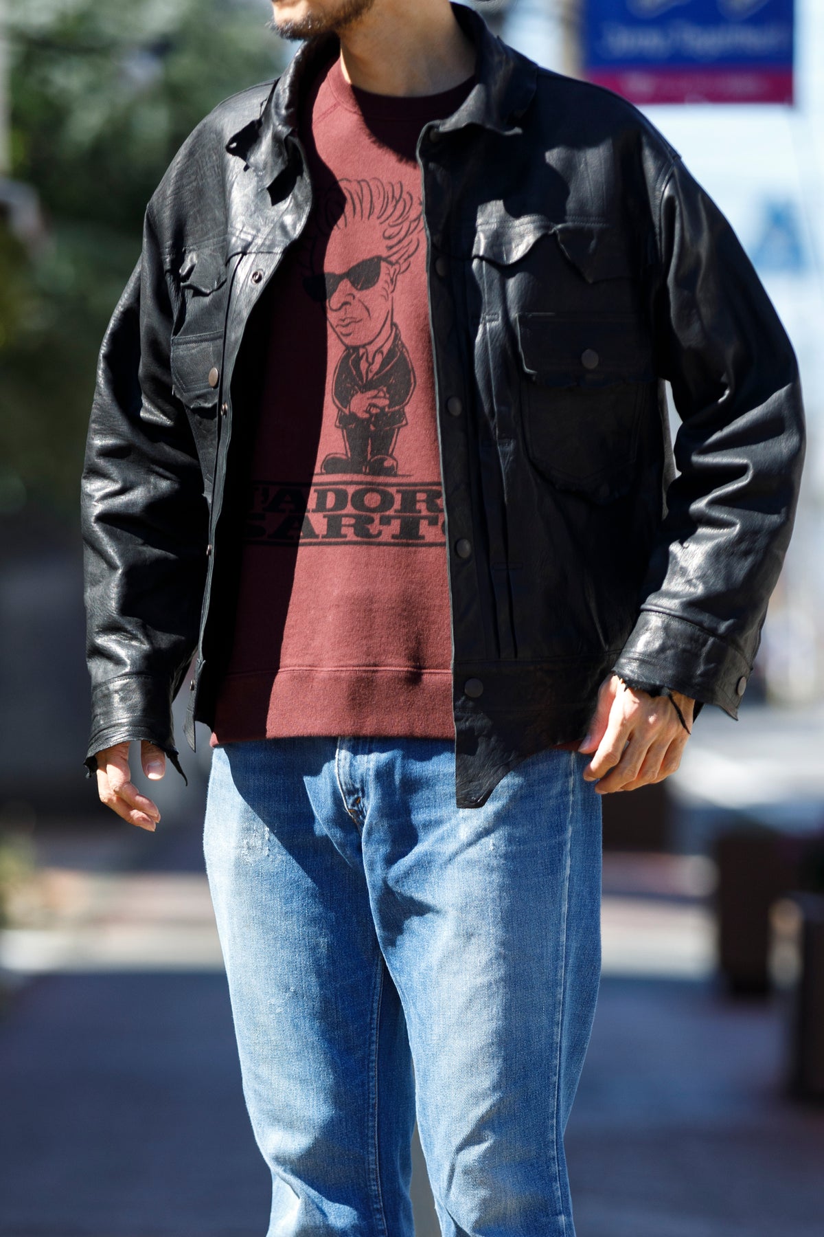 SARTO × J'ADORE GODARD / FILM DIRECTOR CREW NECK L/S - BORDEAUX