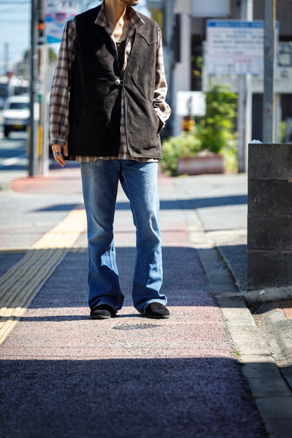 SARTO / WOOL OMBRE CHECK TUCKED SKIPPER SHIRT - IVORY × BROWN