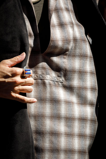 SARTO / WOOL OMBRE CHECK TUCKED SKIPPER SHIRT - IVORY × BROWN