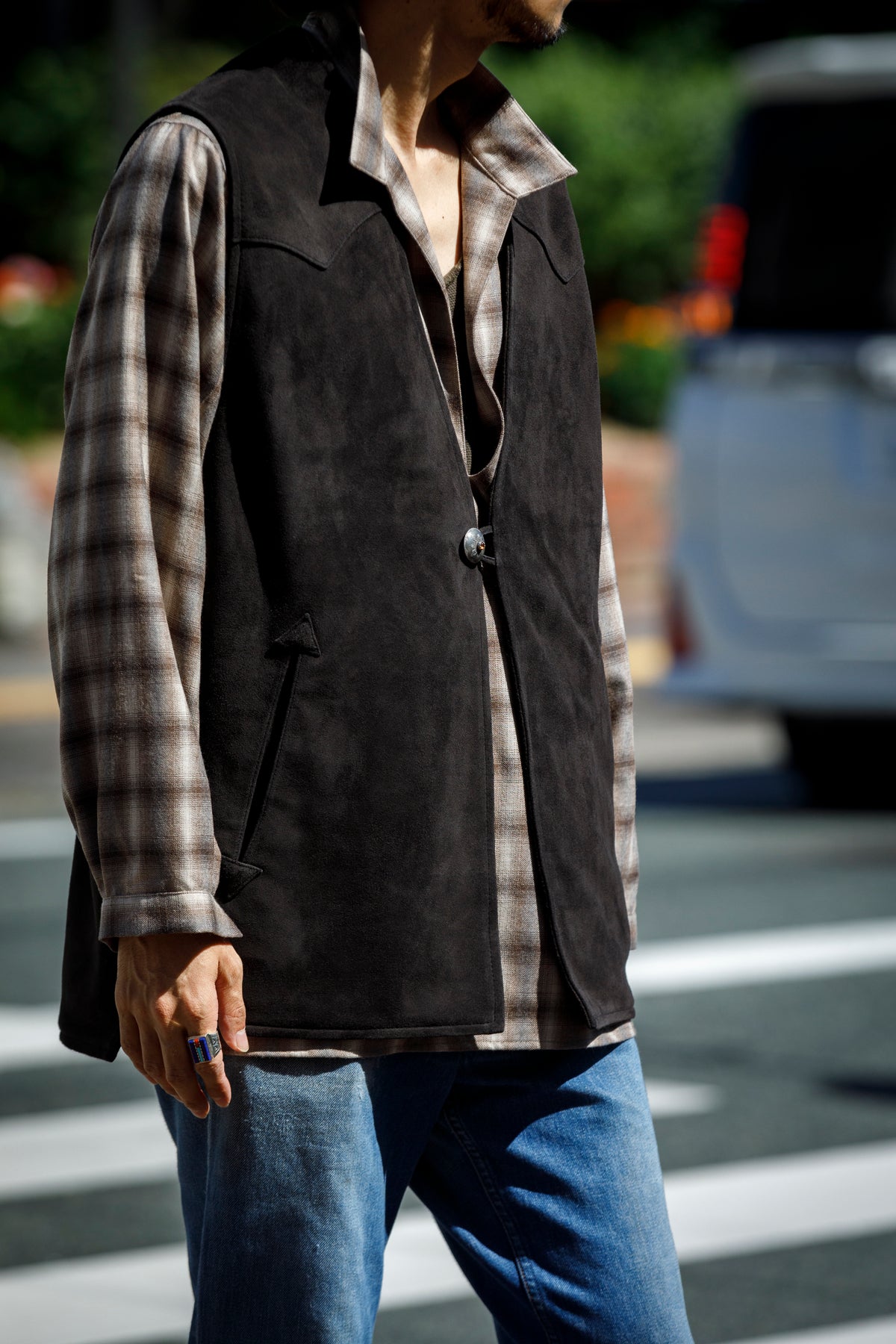 SARTO / MONGOLIAN LAMB SUEDE REVERSIBLE VEST - EVONY