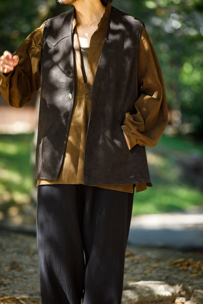 SARTO / MONGOLIAN LAMB SUEDE REVERSIBLE VEST - EVONY