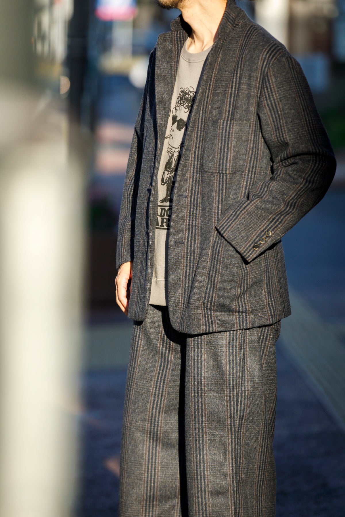 Willow Pants / P-032 - Charcoal Check(Dead stock fabric)