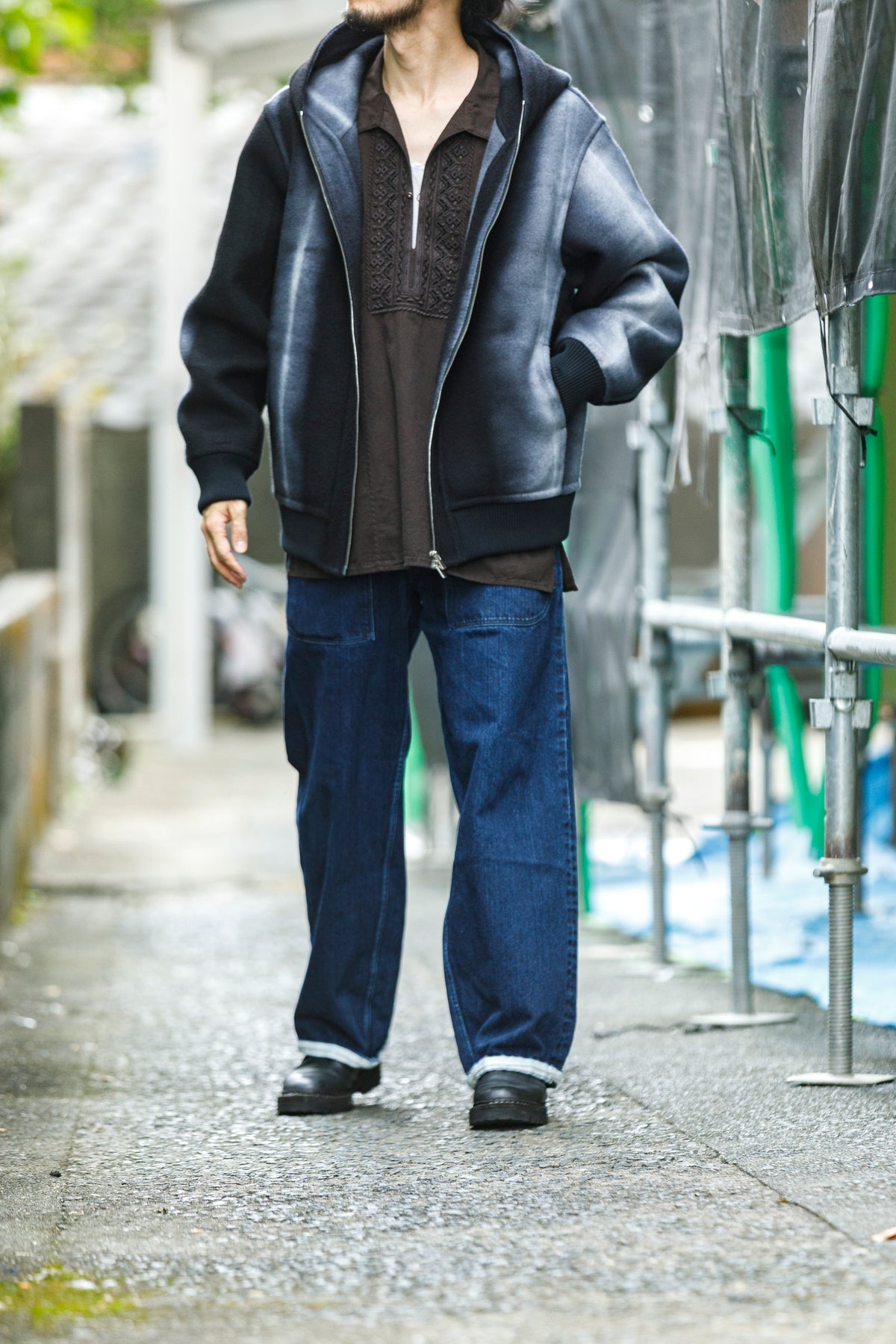山内 / 26228 / アーバン染ラムウールリバー・ジップパーカー -  urban gray