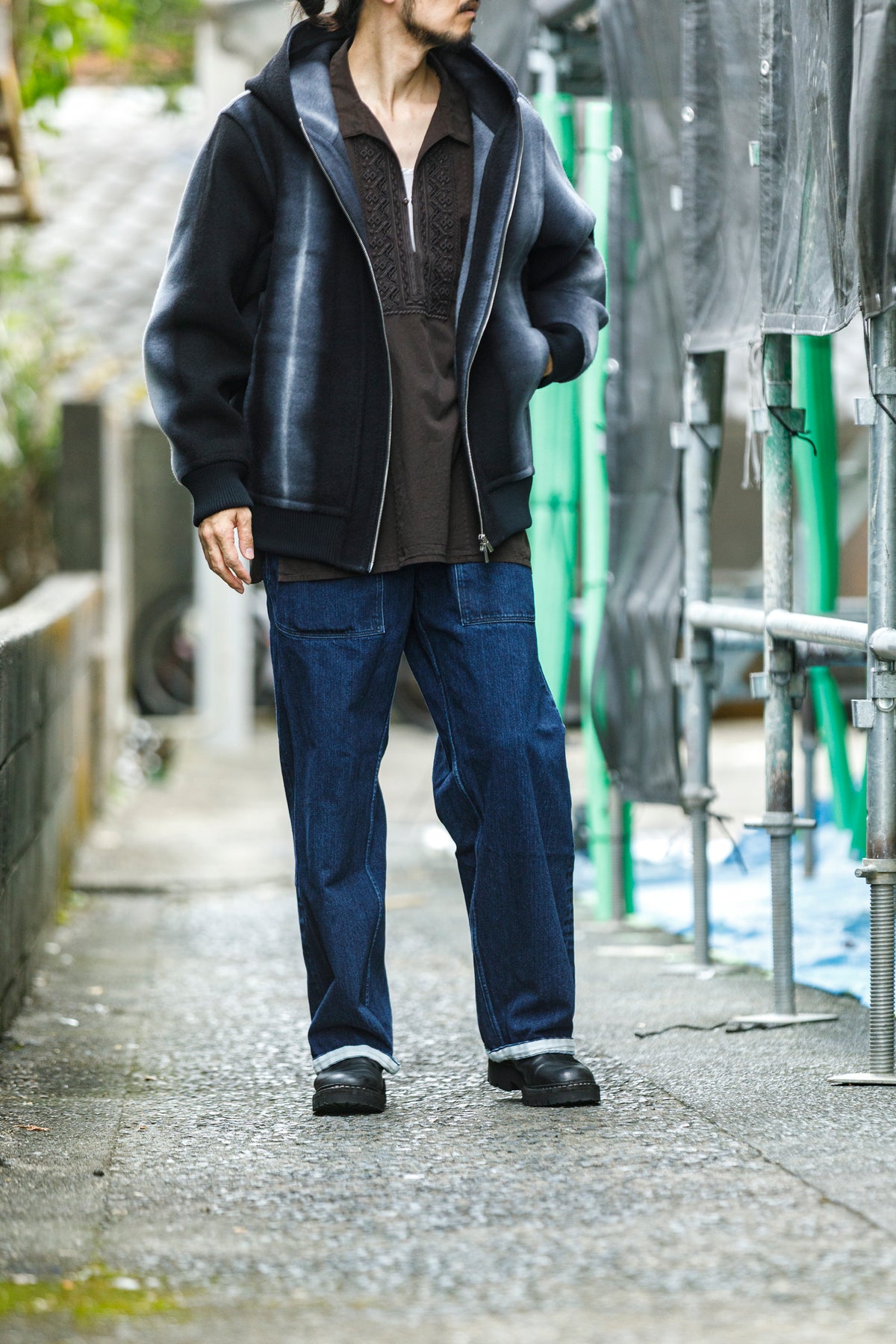 山内 / 26228 / アーバン染ラムウールリバー・ジップパーカー -  urban gray