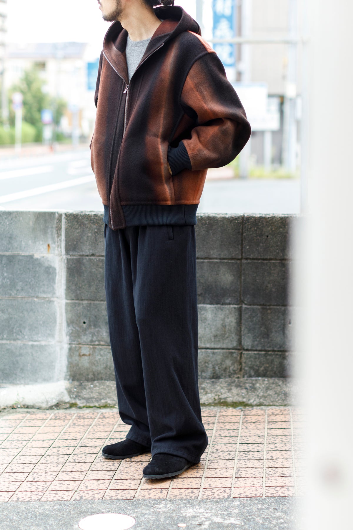 山内 / 26228 / アーバン染ラムウールリバー・ジップパーカー -  urban brown