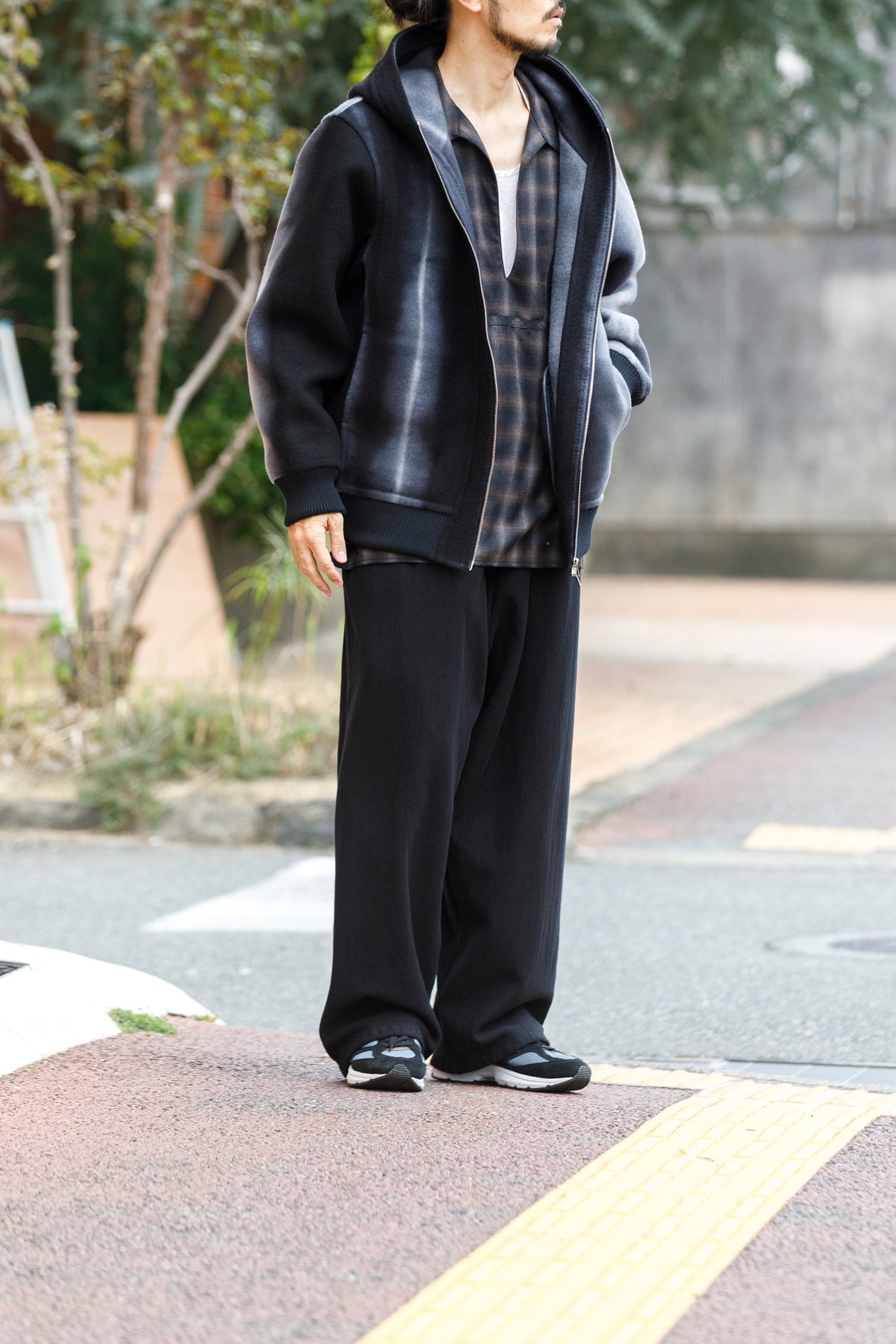 山内 / 26228 / アーバン染ラムウールリバー・ジップパーカー -  urban gray