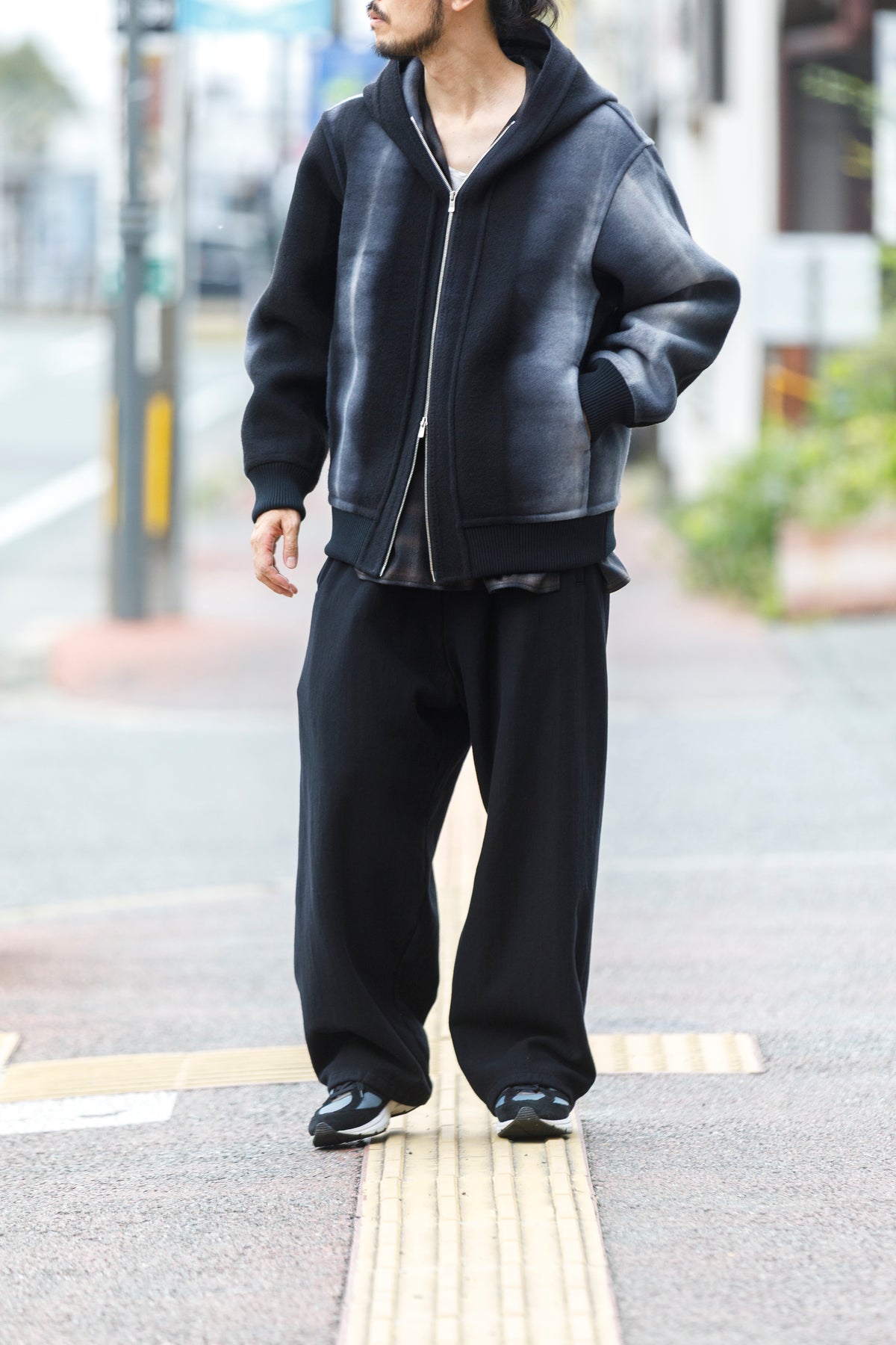 山内 / 26228 / アーバン染ラムウールリバー・ジップパーカー -  urban gray