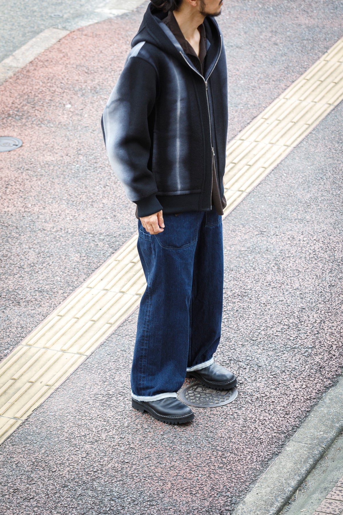 山内 / 26228 / アーバン染ラムウールリバー・ジップパーカー -  urban gray