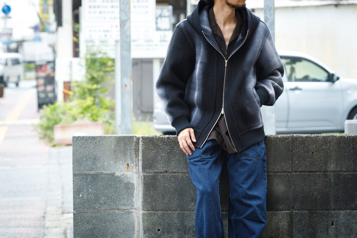 山内 / 26228 / アーバン染ラムウールリバー・ジップパーカー -  urban gray