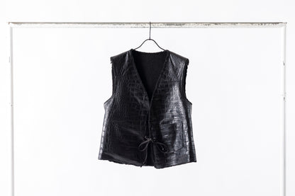 Willow Pants / P-033 COW LEATHER × FAKE MOUTON - Black