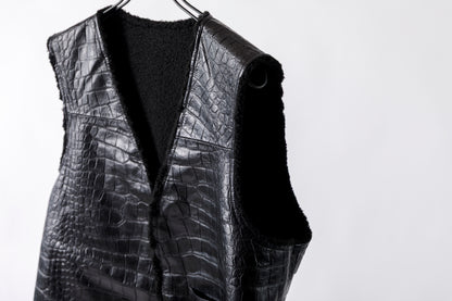 Willow Pants / P-033 COW LEATHER × FAKE MOUTON - Black
