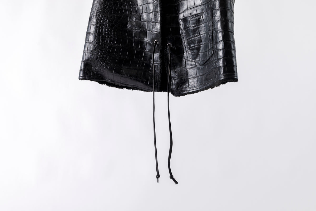 Willow Pants / P-033 COW LEATHER × FAKE MOUTON - Black