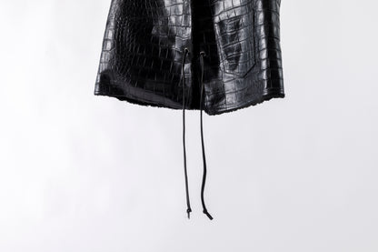 Willow Pants / P-033 COW LEATHER × FAKE MOUTON - Black