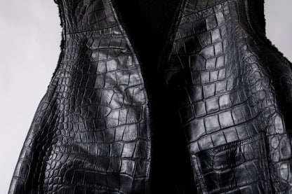 Willow Pants / P-033 COW LEATHER × FAKE MOUTON - Black