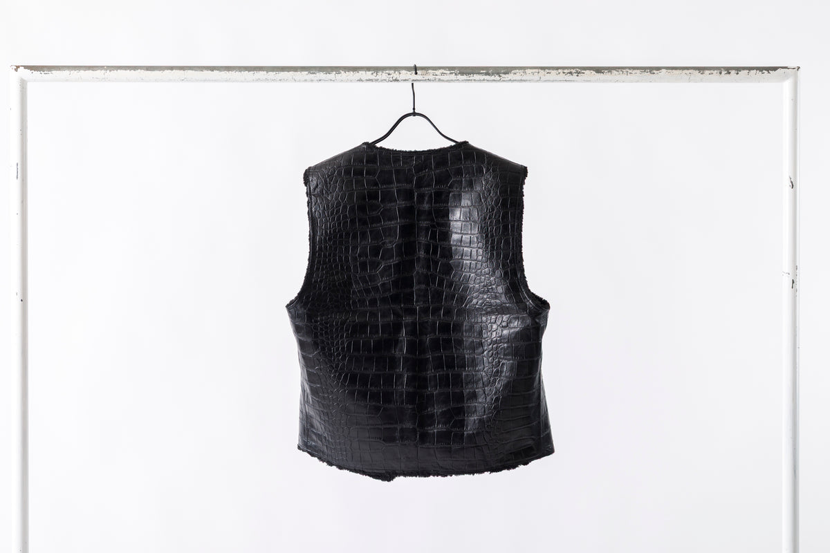 Willow Pants / P-033 COW LEATHER × FAKE MOUTON - Black