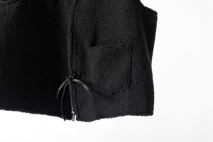 Willow Pants / P-033 COW LEATHER × FAKE MOUTON - Black