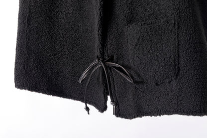 Willow Pants / P-033 COW LEATHER × FAKE MOUTON - Black