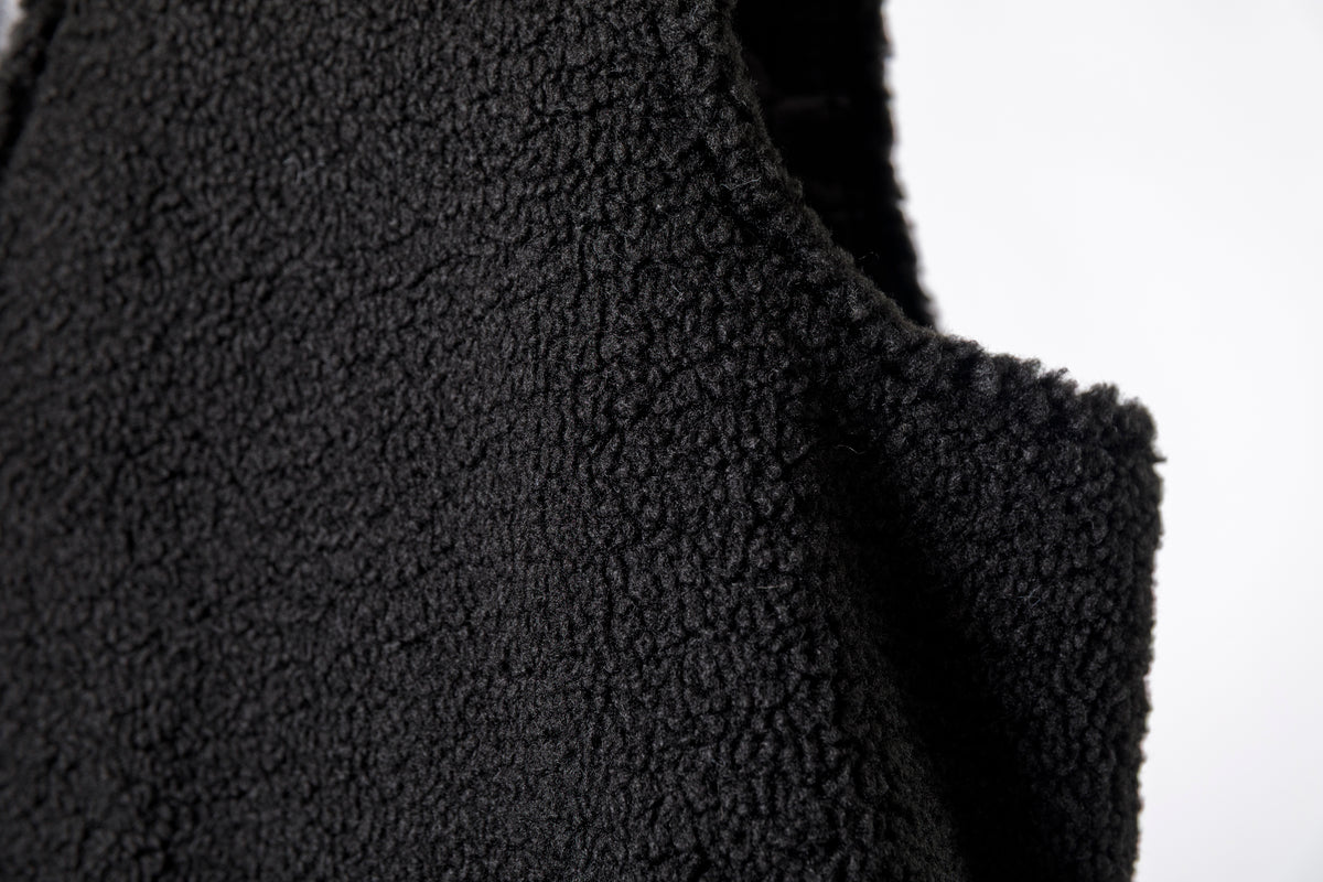Willow Pants / P-033 COW LEATHER × FAKE MOUTON - Black