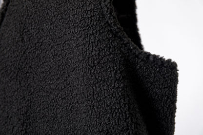 Willow Pants / P-033 COW LEATHER × FAKE MOUTON - Black