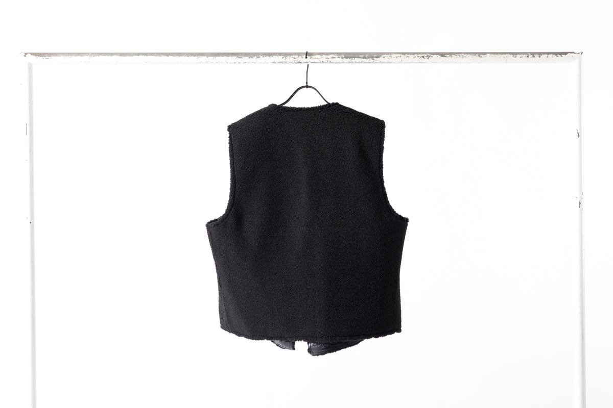 Willow Pants / P-033 COW LEATHER × FAKE MOUTON - Black