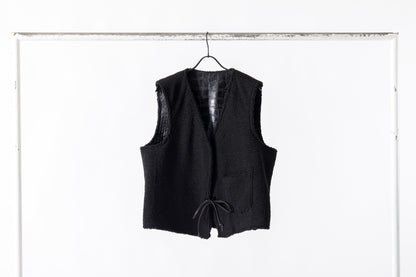 Willow Pants / P-033 COW LEATHER × FAKE MOUTON - Black