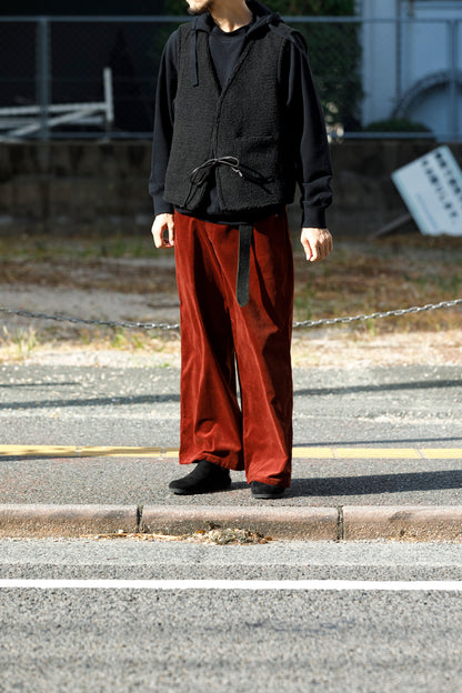 Willow Pants / P-033 COW LEATHER × FAKE MOUTON - Black