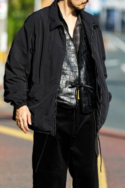 Willow Pants / P-033 COW LEATHER × FAKE MOUTON - Black