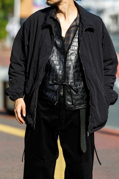 Willow Pants / P-033 COW LEATHER × FAKE MOUTON - Black