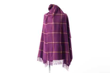 Joshua Ellis / Cashmere Window Pane Stole 70×190 - Plum / Gold(CPG 51224)