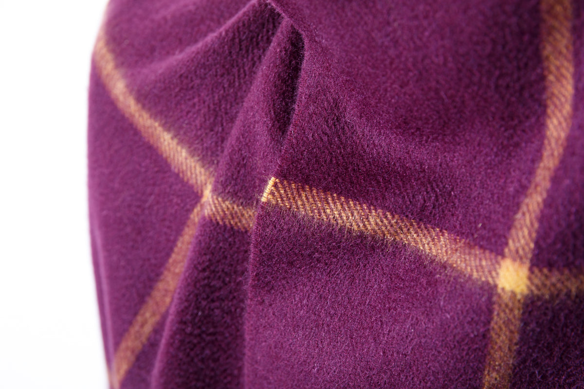Joshua Ellis / Cashmere Window Pane Stole 70×190 - Plum / Gold(CPG 51224)