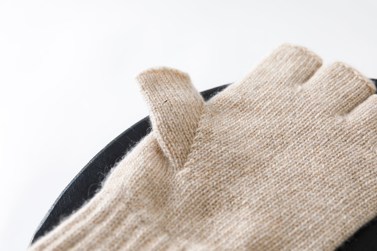 Joshua Ellis / Cashmere Fingerless Glove - Beige(K27)