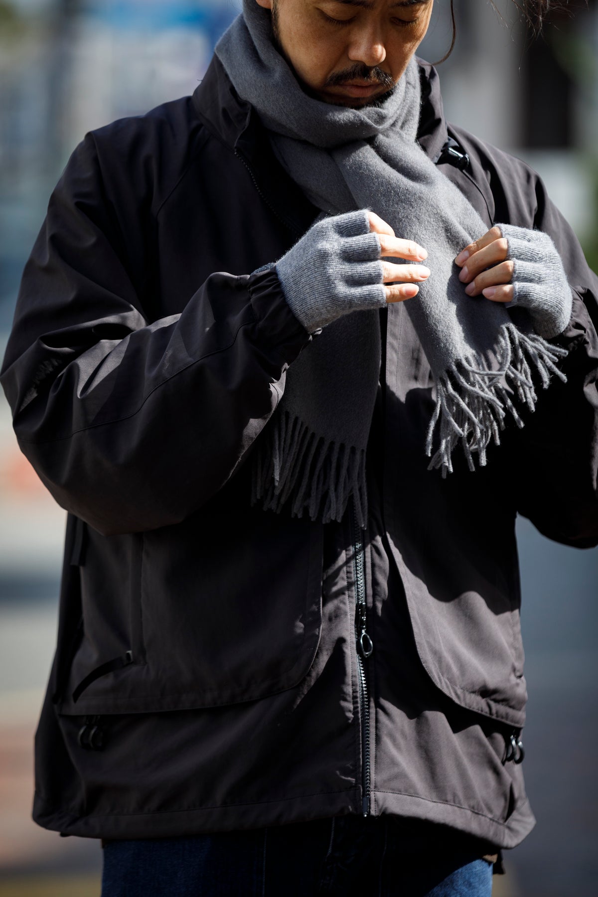 Joshua Ellis / Cashmere Fingerless Glove - Grey(K27)