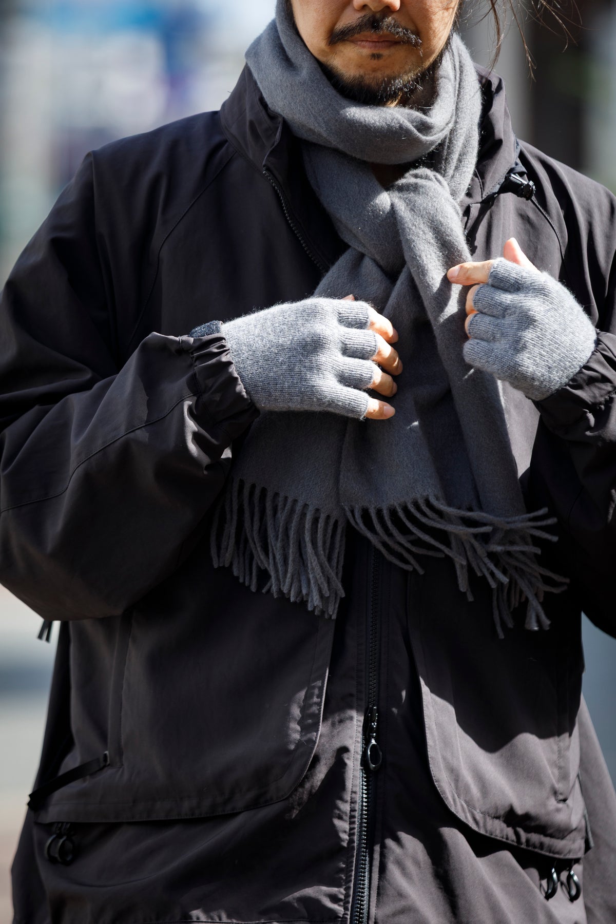 Joshua Ellis / Cashmere Fingerless Glove - Grey(K27)