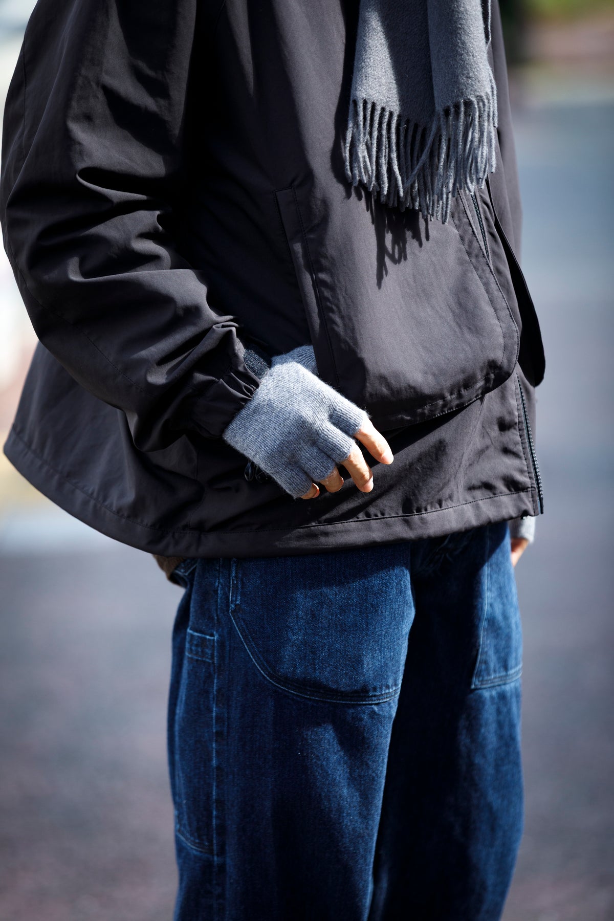 Joshua Ellis / Cashmere Fingerless Glove - Grey(K27)