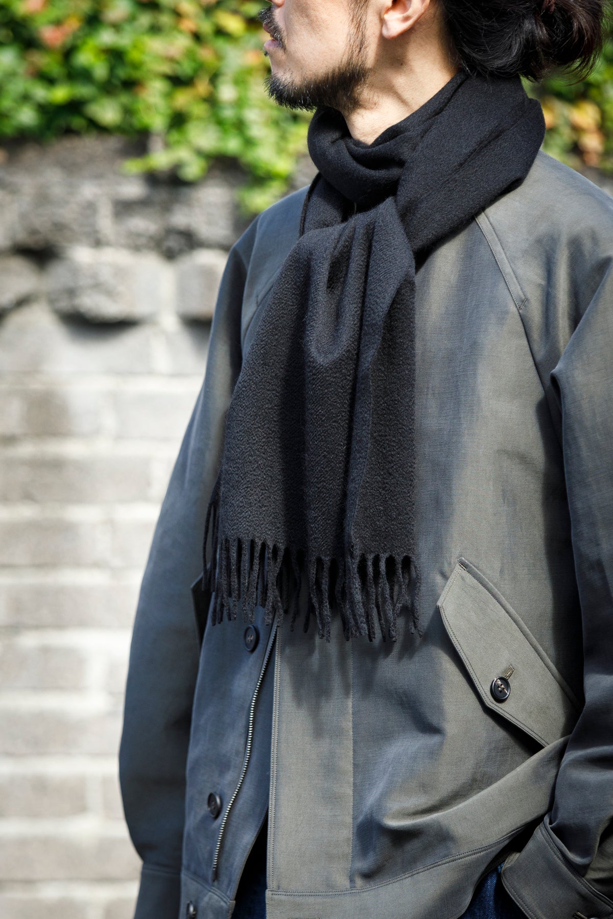 Joshua Ellis / Cashmere plain stole 35×190 - Black(CPG 60004)