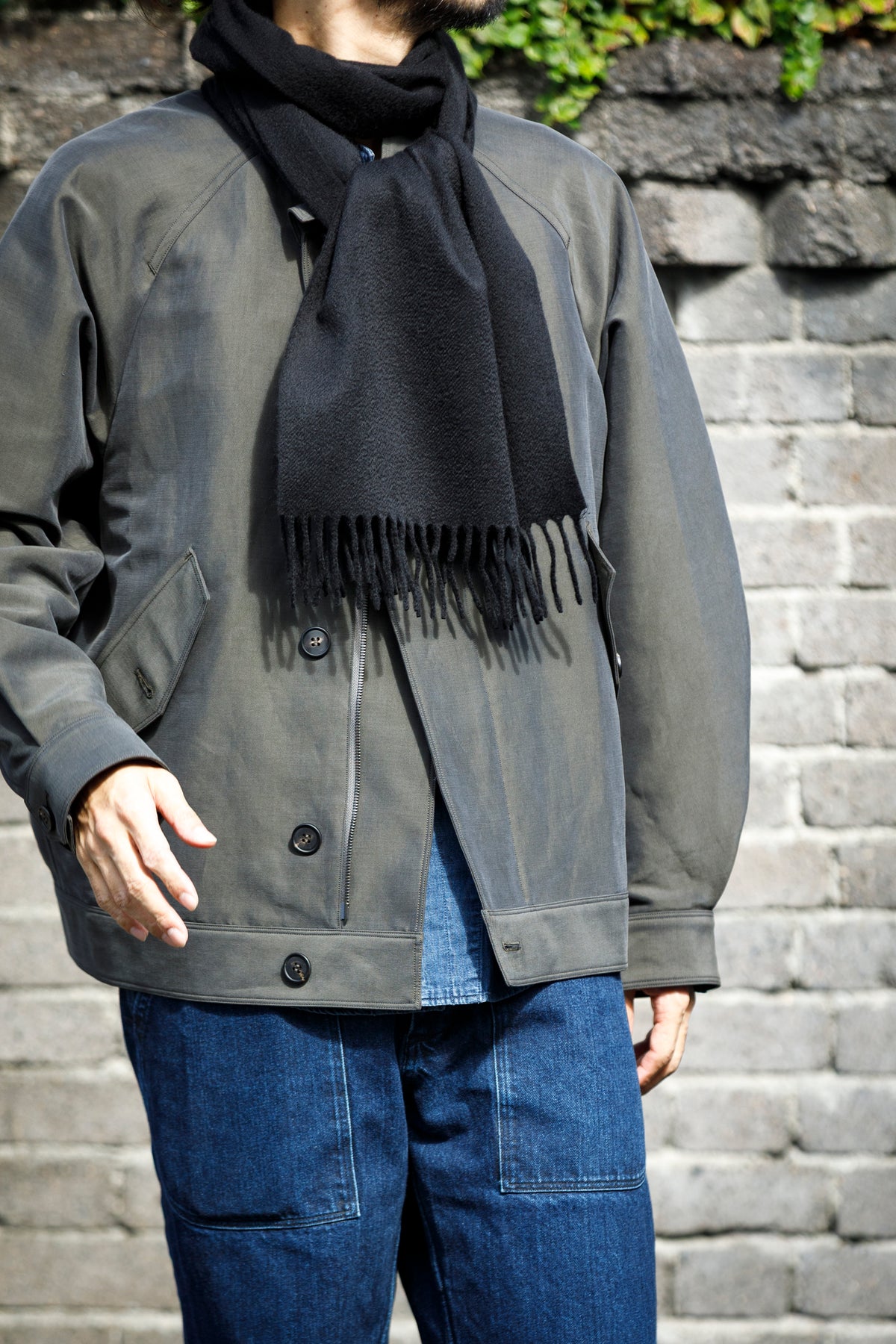 Joshua Ellis / Cashmere plain stole 35×190 - Black(CPG 60004)
