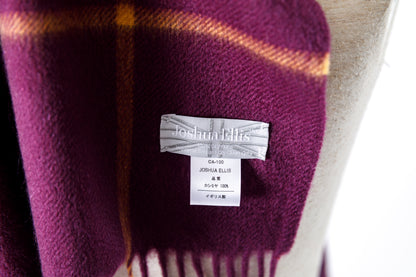Joshua Ellis / Cashmere Window Pane Stole 70×190 - Plum / Gold(CPG 51224)