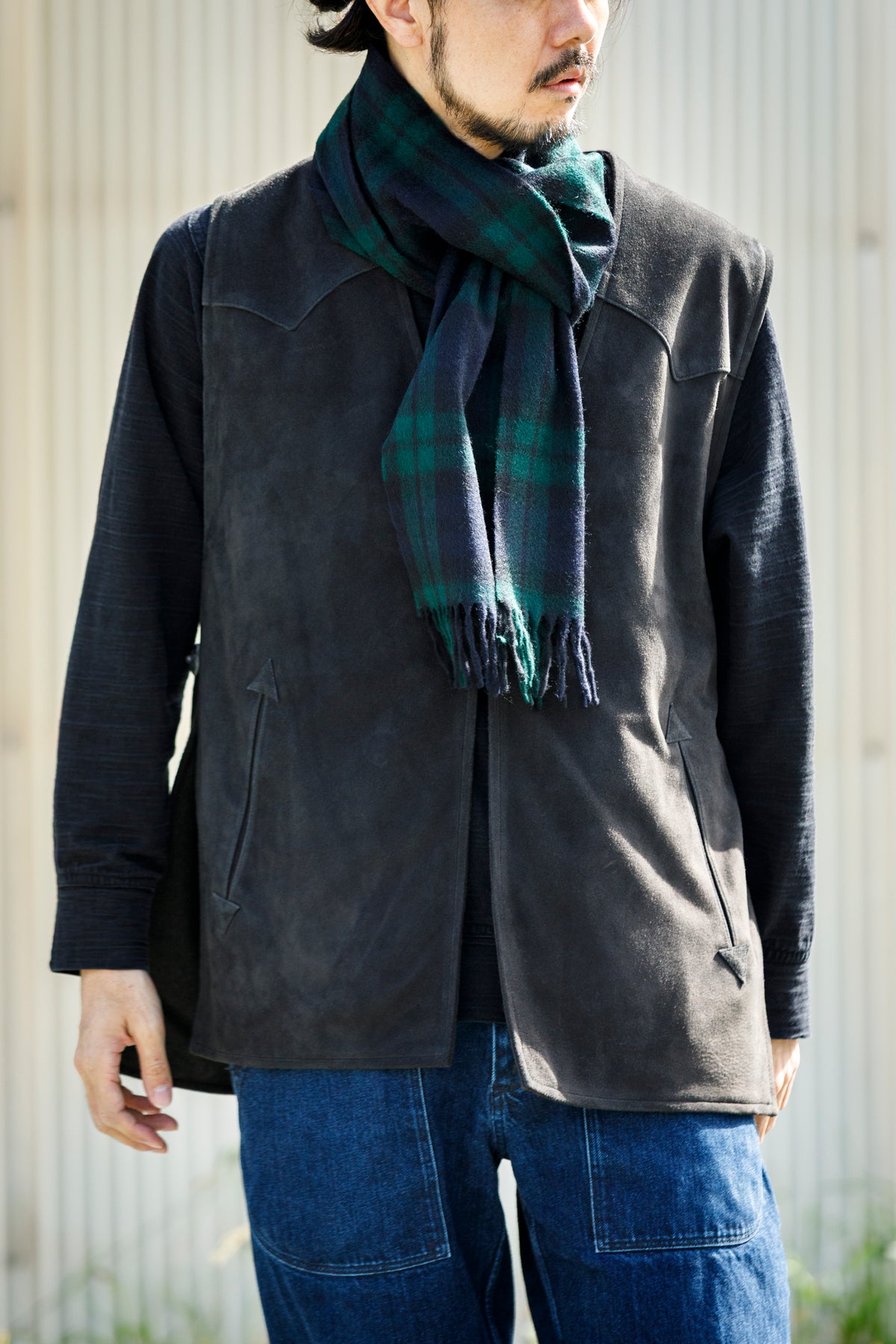 Joshua Ellis / Cashmere plain stole 30×180 - Black Watch(CPG 52659)