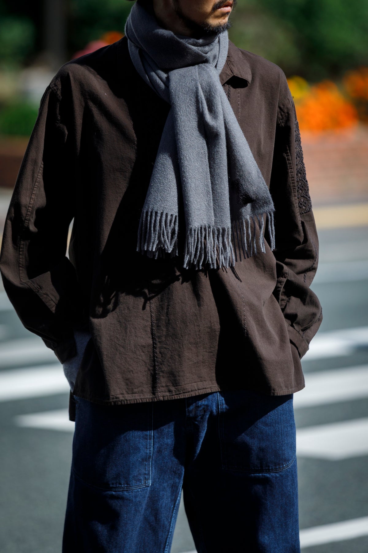 Joshua Ellis / Cashmere plain stole 35×190 - Storm(CPG 52349)